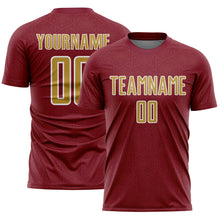Загрузить изображение в средство просмотра галереи, Custom Crimson Old Gold-White Geometric Shape Sports Sublimation Soccer Uniform Jersey
