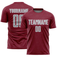 Загрузить изображение в средство просмотра галереи, Custom Crimson Gray-White Geometric Shape Sports Sublimation Soccer Uniform Jersey

