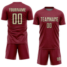 Загрузить изображение в средство просмотра галереи, Custom Crimson Cream-Black Geometric Shape Sports Sublimation Soccer Uniform Jersey
