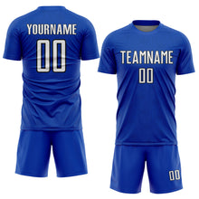Загрузить изображение в средство просмотра галереи, Custom Thunder Blue White-Black Geometric Shape Sports Sublimation Soccer Uniform Jersey
