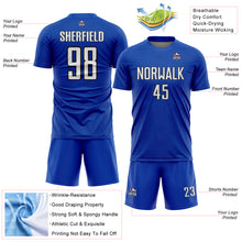 Загрузить изображение в средство просмотра галереи, Custom Thunder Blue White-Black Geometric Shape Sports Sublimation Soccer Uniform Jersey
