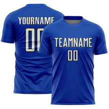 Загрузить изображение в средство просмотра галереи, Custom Thunder Blue White-Black Geometric Shape Sports Sublimation Soccer Uniform Jersey
