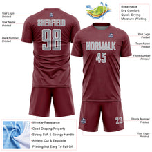 Загрузить изображение в средство просмотра галереи, Custom Burgundy Gray-White Geometric Shape Sports Sublimation Soccer Uniform Jersey
