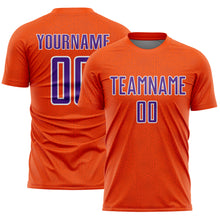 Загрузить изображение в средство просмотра галереи, Custom Orange Purple-White Geometric Shape Sports Sublimation Soccer Uniform Jersey

