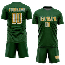 Загрузить изображение в средство просмотра галереи, Custom Green Old Gold-White Geometric Shape Sports Sublimation Soccer Uniform Jersey
