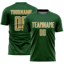 Загрузить изображение в средство просмотра галереи, Custom Green Old Gold-White Geometric Shape Sports Sublimation Soccer Uniform Jersey

