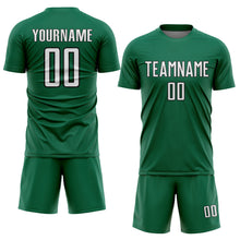 Загрузить изображение в средство просмотра галереи, Custom Kelly Green White-Black Geometric Shape Sports Sublimation Soccer Uniform Jersey
