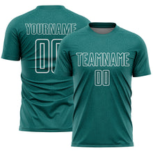 Load image into Gallery viewer, Custom Teal White Geometric Shape Sports Sublimation Soccer Uniform Jersey
