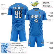 Load image into Gallery viewer, Custom Powder Blue White-Black Geometric Shape Sports Sublimation Soccer Uniform Jersey
