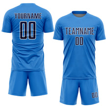 Load image into Gallery viewer, Custom Powder Blue Navy-White Geometric Shape Sports Sublimation Soccer Uniform Jersey
