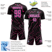 Загрузить изображение в средство просмотра галереи, Custom Black Pink-Light Blue Lightning Sports Sublimation Soccer Uniform Jersey
