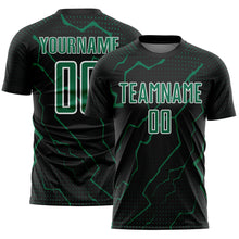 Загрузить изображение в средство просмотра галереи, Custom Black Kelly Green-White Lightning Sports Sublimation Soccer Uniform Jersey
