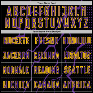 Custom Black Purple-Yellow Lightning Sports Sublimation Soccer Uniform Jersey