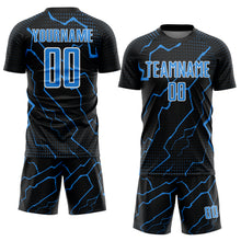 Load image into Gallery viewer, Custom Black Powder Blue-White Lightning Sports Sublimation Soccer Uniform Jersey

