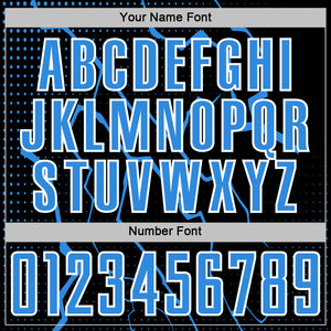 Custom Black Powder Blue-White Lightning Sports Sublimation Soccer Uniform Jersey