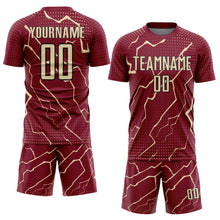 Загрузить изображение в средство просмотра галереи, Custom Crimson Cream-Black Lightning Sports Sublimation Soccer Uniform Jersey
