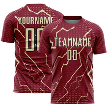 Загрузить изображение в средство просмотра галереи, Custom Crimson Cream-Black Lightning Sports Sublimation Soccer Uniform Jersey

