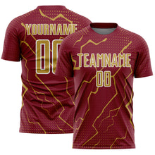 Загрузить изображение в средство просмотра галереи, Custom Crimson Old Gold-White Lightning Sports Sublimation Soccer Uniform Jersey
