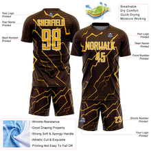 Загрузить изображение в средство просмотра галереи, Custom Brown Gold-White Lightning Sports Sublimation Soccer Uniform Jersey
