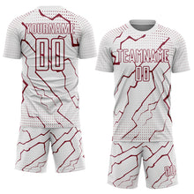 Загрузить изображение в средство просмотра галереи, Custom White Crimson Lightning Sports Sublimation Soccer Uniform Jersey
