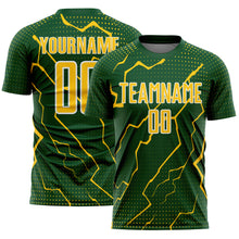 Загрузить изображение в средство просмотра галереи, Custom Green Yellow-White Lightning Sports Sublimation Soccer Uniform Jersey

