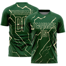 Загрузить изображение в средство просмотра галереи, Custom Green Cream Lightning Sports Sublimation Soccer Uniform Jersey
