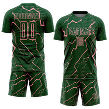 Загрузить изображение в средство просмотра галереи, Custom Green Medium Pink Lightning Sports Sublimation Soccer Uniform Jersey
