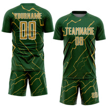 Загрузить изображение в средство просмотра галереи, Custom Green Old Gold-White Lightning Sports Sublimation Soccer Uniform Jersey
