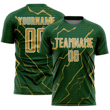 Загрузить изображение в средство просмотра галереи, Custom Green Old Gold-White Lightning Sports Sublimation Soccer Uniform Jersey
