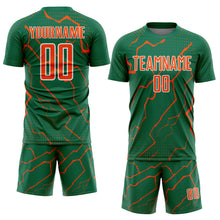 Загрузить изображение в средство просмотра галереи, Custom Kelly Green Orange-White Lightning Sports Sublimation Soccer Uniform Jersey
