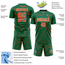 Загрузить изображение в средство просмотра галереи, Custom Kelly Green Orange-White Lightning Sports Sublimation Soccer Uniform Jersey

