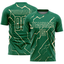 Загрузить изображение в средство просмотра галереи, Custom Kelly Green Cream Lightning Sports Sublimation Soccer Uniform Jersey

