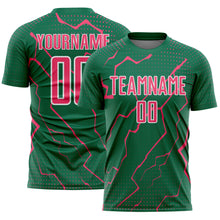 Загрузить изображение в средство просмотра галереи, Custom Kelly Green Neon Pink-White Lightning Sports Sublimation Soccer Uniform Jersey
