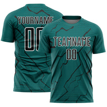 Load image into Gallery viewer, Custom Teal Black-White Lightning Sports Sublimation Soccer Uniform Jersey
