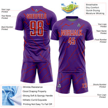 Load image into Gallery viewer, Custom Purple Red-White Lightning Sports Sublimation Soccer Uniform Jersey
