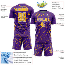 Load image into Gallery viewer, Custom Purple Gold-White Lightning Sports Sublimation Soccer Uniform Jersey
