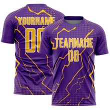 Load image into Gallery viewer, Custom Purple Gold-White Lightning Sports Sublimation Soccer Uniform Jersey
