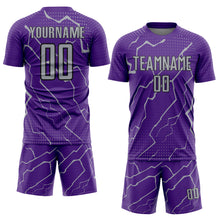 Load image into Gallery viewer, Custom Purple Gray-Black Lightning Sports Sublimation Soccer Uniform Jersey
