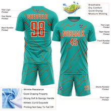 Загрузить изображение в средство просмотра галереи, Custom Aqua Orange-White Lightning Sports Sublimation Soccer Uniform Jersey

