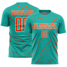 Загрузить изображение в средство просмотра галереи, Custom Aqua Orange-White Lightning Sports Sublimation Soccer Uniform Jersey
