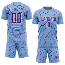 Загрузить изображение в средство просмотра галереи, Custom Light Blue Purple-White Lightning Sports Sublimation Soccer Uniform Jersey
