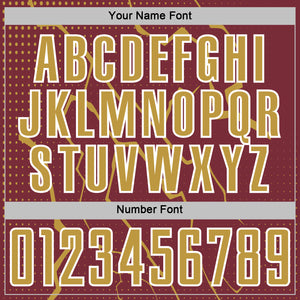 Custom Burgundy Old Gold-White Lightning Sports Sublimation Soccer Uniform Jersey