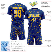 Загрузить изображение в средство просмотра галереи, Custom Royal Yellow-White Lightning Sports Sublimation Soccer Uniform Jersey
