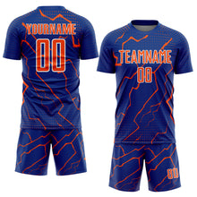 Загрузить изображение в средство просмотра галереи, Custom Royal Orange-White Lightning Sports Sublimation Soccer Uniform Jersey
