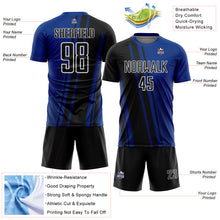 Laden Sie das Bild in den Galerie-Viewer, Custom Royal Black-White Lines Sports Sublimation Soccer Uniform Jersey
