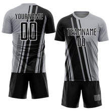 Laden Sie das Bild in den Galerie-Viewer, Custom Gray Black-White Lines Sports Sublimation Soccer Uniform Jersey
