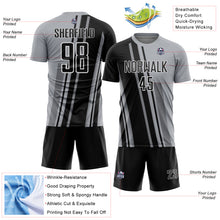 Laden Sie das Bild in den Galerie-Viewer, Custom Gray Black-White Lines Sports Sublimation Soccer Uniform Jersey
