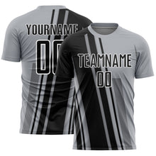 Laden Sie das Bild in den Galerie-Viewer, Custom Gray Black-White Lines Sports Sublimation Soccer Uniform Jersey
