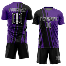 Laden Sie das Bild in den Galerie-Viewer, Custom Purple Black-White Lines Sports Sublimation Soccer Uniform Jersey
