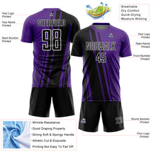 Laden Sie das Bild in den Galerie-Viewer, Custom Purple Black-White Lines Sports Sublimation Soccer Uniform Jersey
